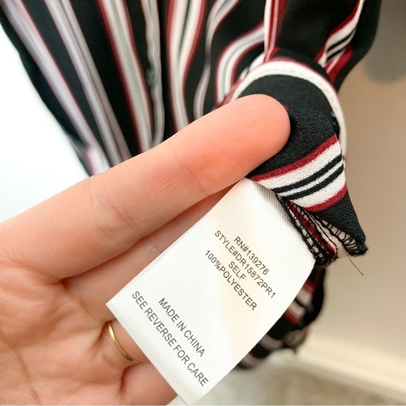 DR2 Daniel Rainn Sheer Black Stripe Long Tunic Button Front Shirt Small‎ S - Picture 7 of 9